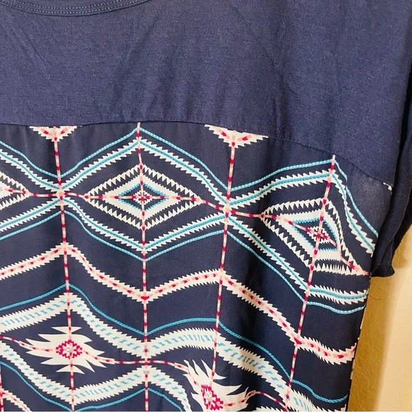 Navy Mixed Material Top - Picture 5 of 6